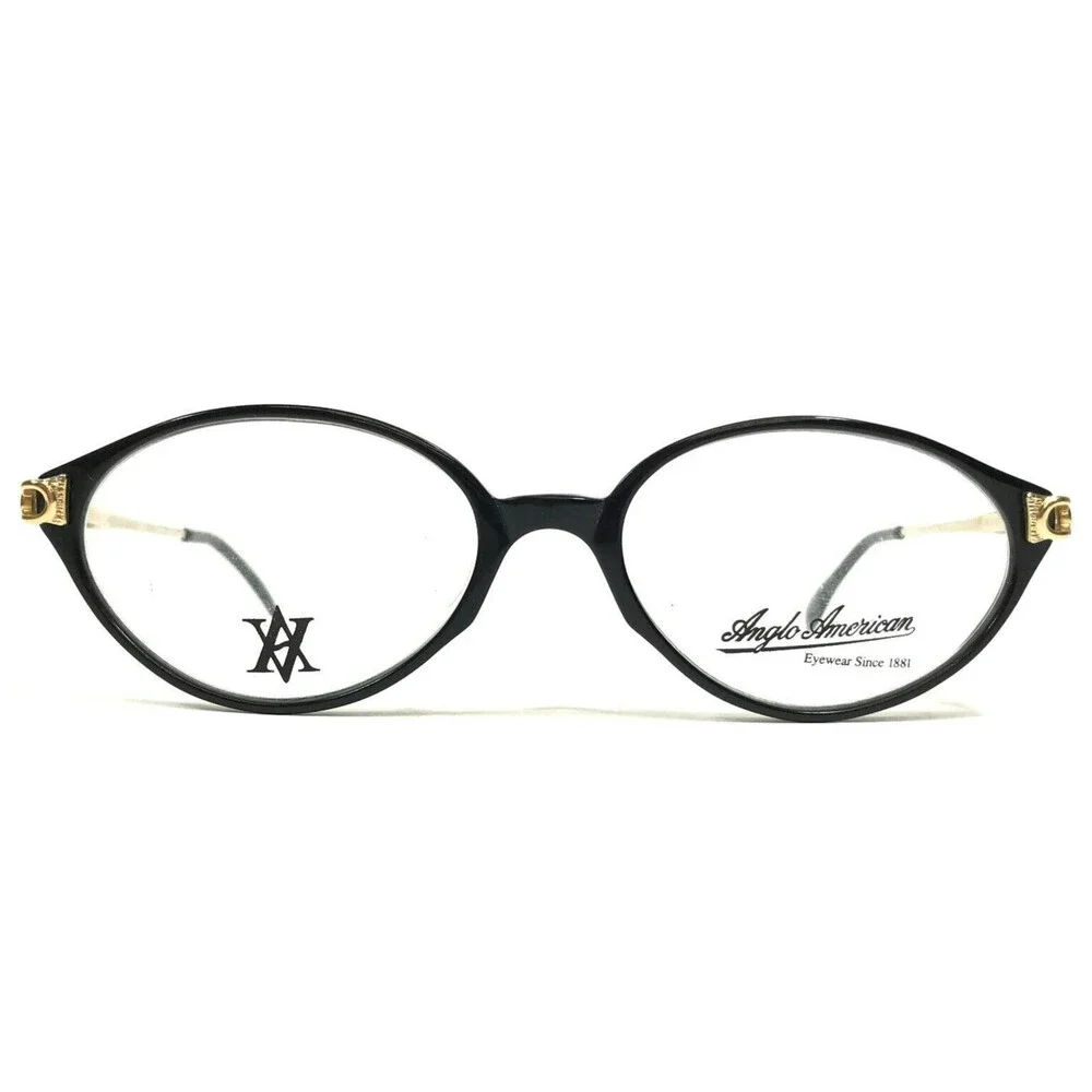 Anglo American Eyeglasses Frames MOD.7102 BLK Black Gold Oval 54-17-135